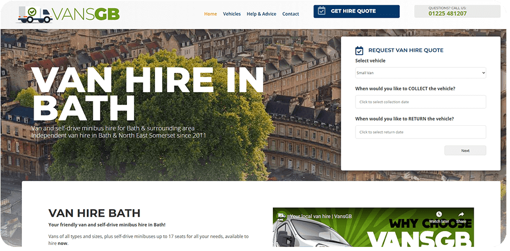 van hire web design